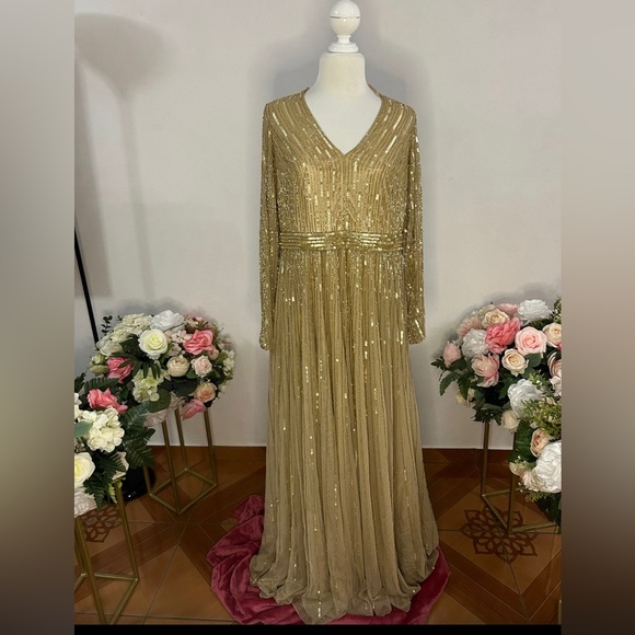 Mac Duggal | Dresses | Gold Long Sequin Gown | Poshmark